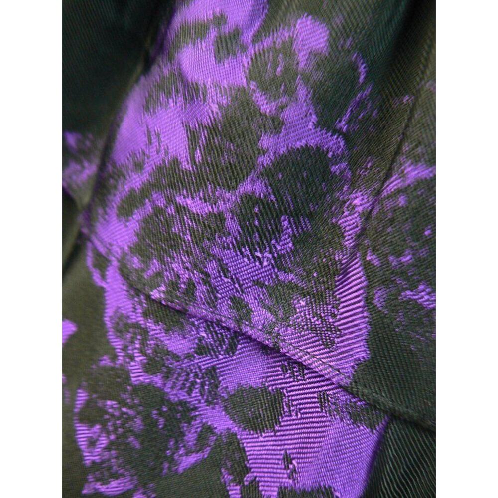 $168 Ali Ro Black Purple Floral Sateen Tiered Sweetheart Dress 6 NEW A866 - Picture 7 of 7